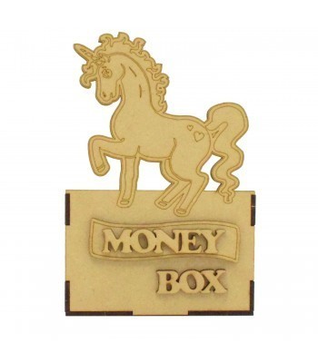 Laser Cut Small Money Box - Detailed Full Body Unicorn Design